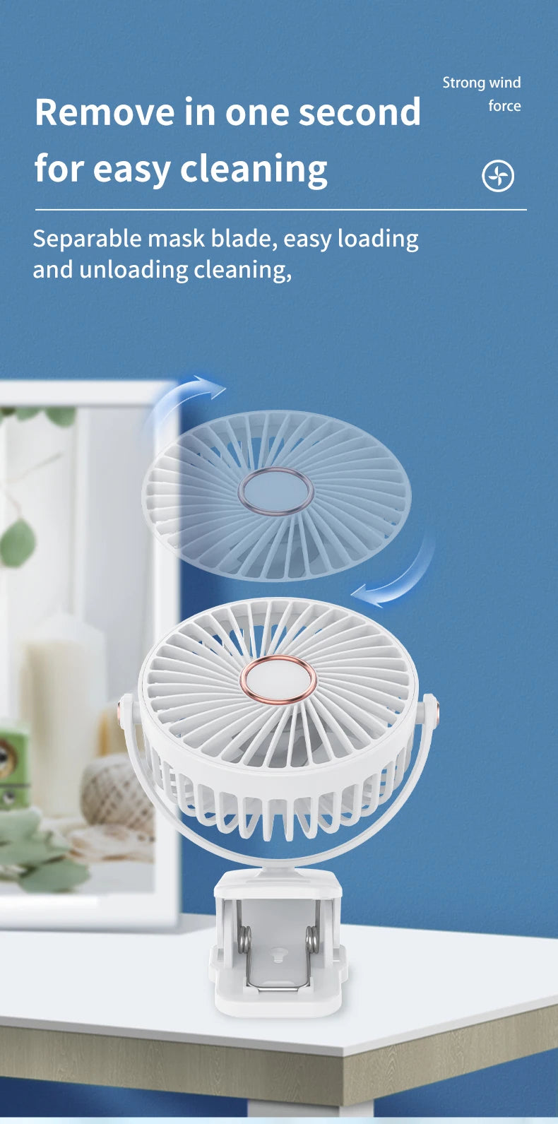 Portable USB Mini Handheld Clip Fan Convenient And Ultra-quiet Electric Fan Rechargeable Student Cute Small Cooling Ventilador