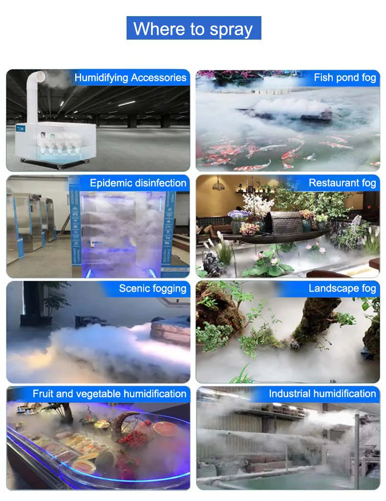 6/8/10/12 Head Atomizer Ultrasonic nebulizer Industrial Humidifier Mist Maker DC45V Powersupply Landscape Garden Fogger Buoy