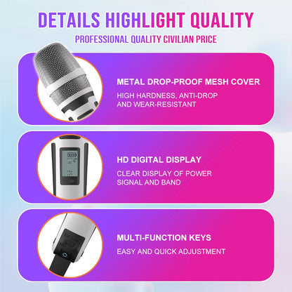 Karaoke Microphone G-MARK SKM9000 2 Channels Wireless UHF Frequency For Teaching Wedding Clear Stable Audio Transmission