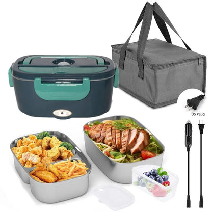 HOMEFISH 1.5L Electric Lunch Box  60W Speed Heating Car Or AC Heating Travel Office Home Use Gift Knife And Insulated Handbag
