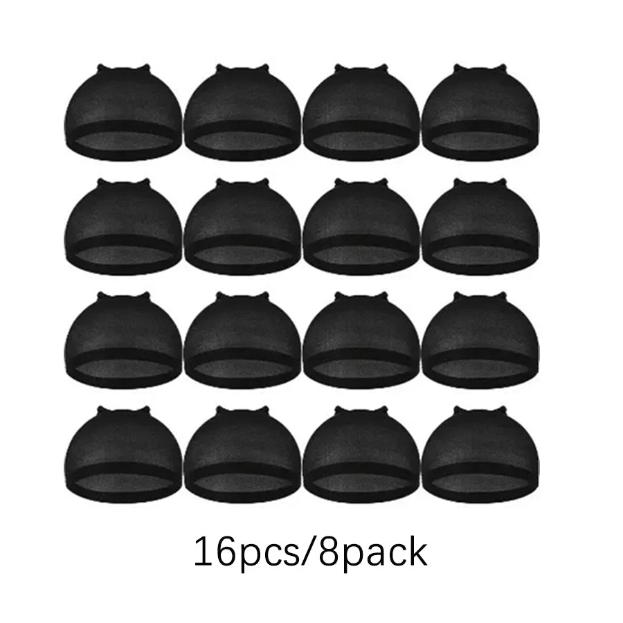 16pcs/8Pack Unisex Elastic Hair Net Set Comfortable Breathable Polyamide Nylon Hair Caps for All Hair Types And Lengths