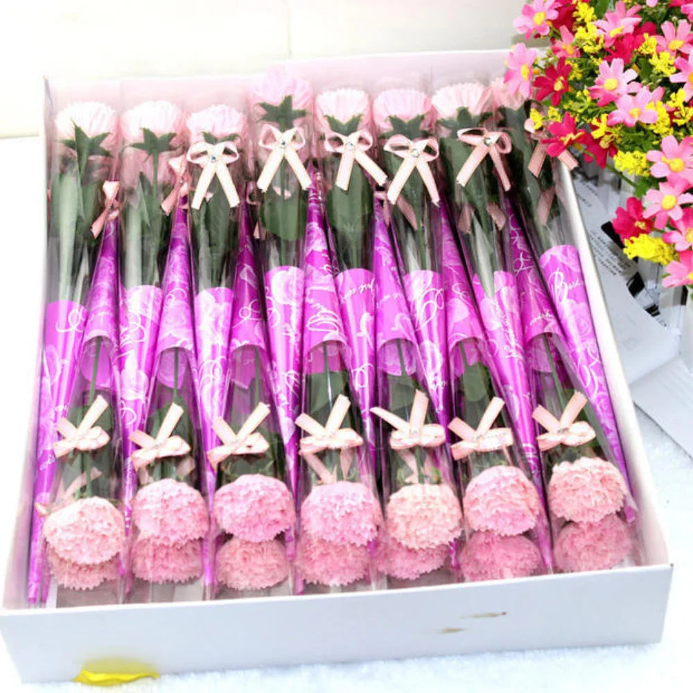 1PC Creative Mother's Day Gift Soap Carnation Bouquet Teacher's Day Single Flower Bouquet Scented Artificial Flower Home Decor