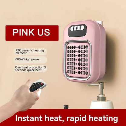 Portable Heater Electric Heater Plug in Wall Room Heater Radiator Remote Warmer Machine Muted for Bedroom Bathroom Office