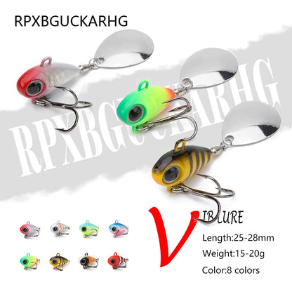 Wobble Rotating Metal VIB Vibration Bait Spinner Spoon Jig Fishing Lures 15g 20g Artificial Hard Baits Sequins Pesca Lure