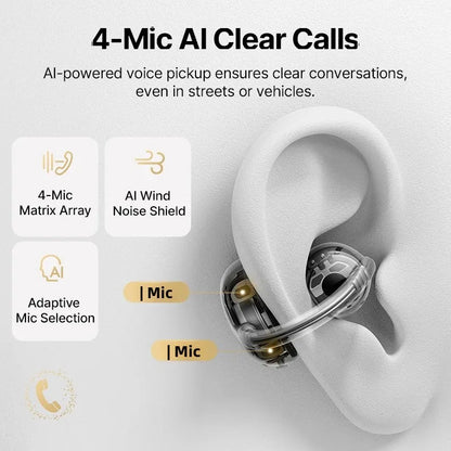 Baseus Bowie MC2 AIR Clip-on TWS Earbuds Ear Clips Wireless Earphones Bluetooth 6.0   Open earrings 4 Mic ENC Sports Headphone