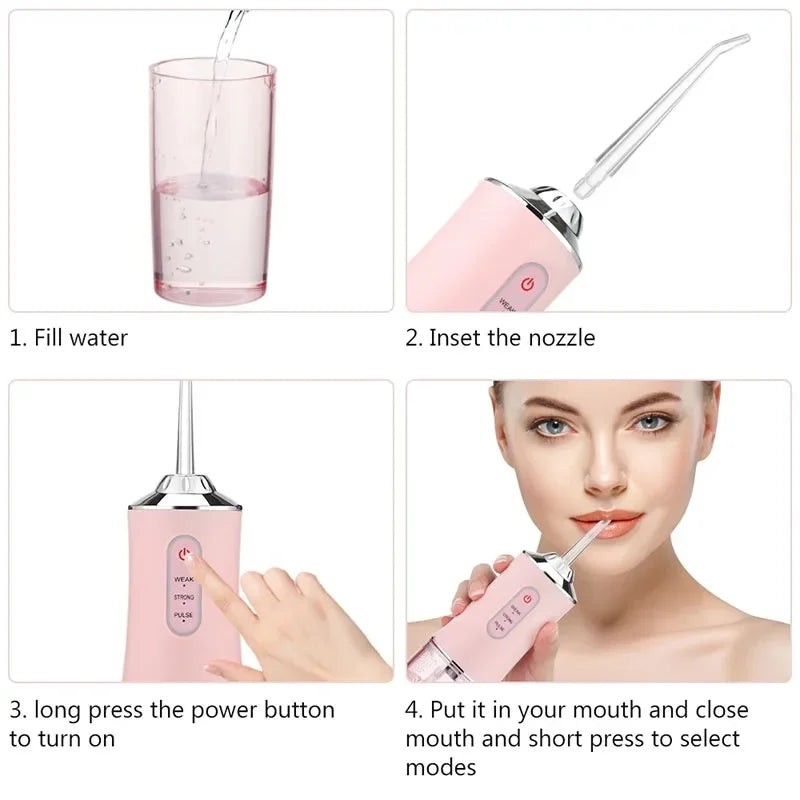 Pro Dental Oral Irrigator Flosser Removal Cleaning Wireless Brush Ipx7 Store Water Floss Irigator Waterpick For Tooth Mouth
