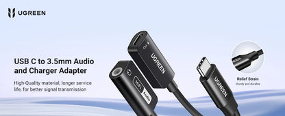 UGREEN USB Sound Card Type C to 3.5mm AUX Cable Adapter Earphone Converter DAC Chip PD QC Charging Sound Card for Headset