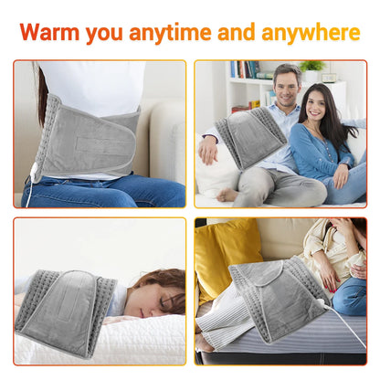 2 In 1 Electric Heating Pad Warming Waist Belt  Abdomen Shoulder Back Pain Relief Hot Compress Physiotherapy Thermal Blanket