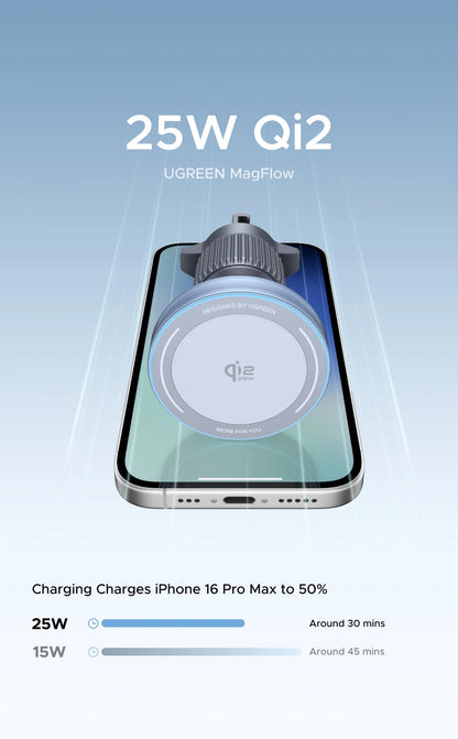 UGREEN Qi2 25W 15W Magnetic Car Phone Holder Wireless Charger Stand For iPhone 17 16 15 Pro Max Charging for Magsafe Car Charger
