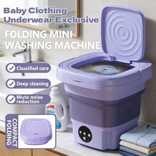 8L Portable Mini Foldable Washing Machine with Spin Dryer Compact Sock Underwear Washer for Travel Dorm Home Use Washing Machine