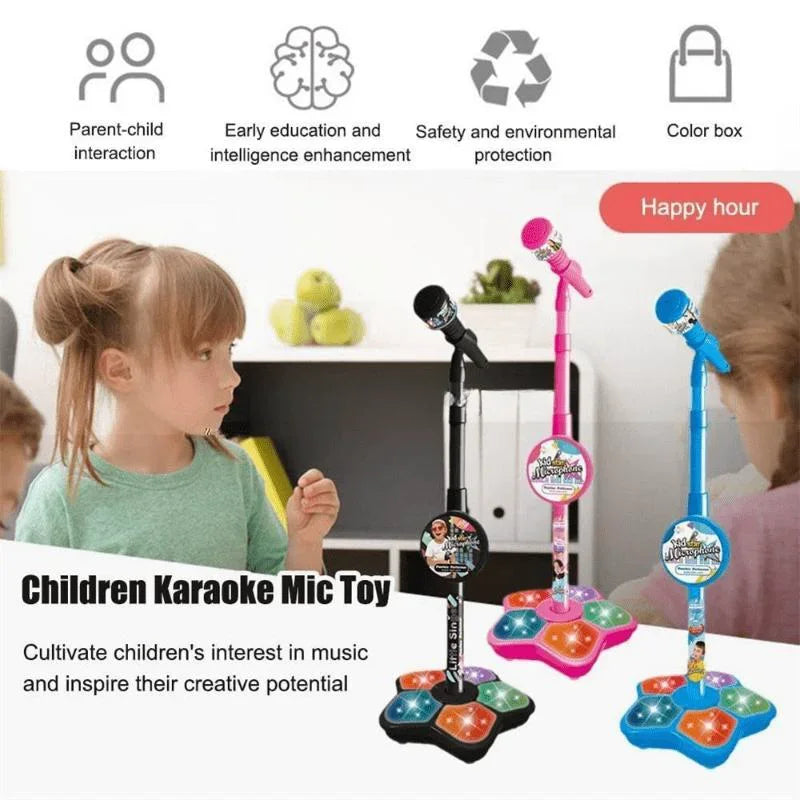 Kids Microphone with Stand Karaoke Song Music Instrument Toys Brain-Training Educational Toy Birthday Gift for Girl Boy