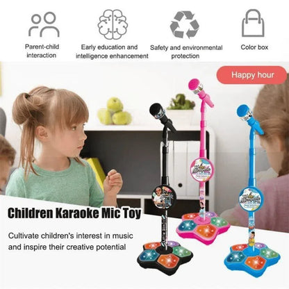 Kids Microphone with Stand Karaoke Song Music Instrument Toys Brain-Training Educational Toy Birthday Gift for Girl Boy