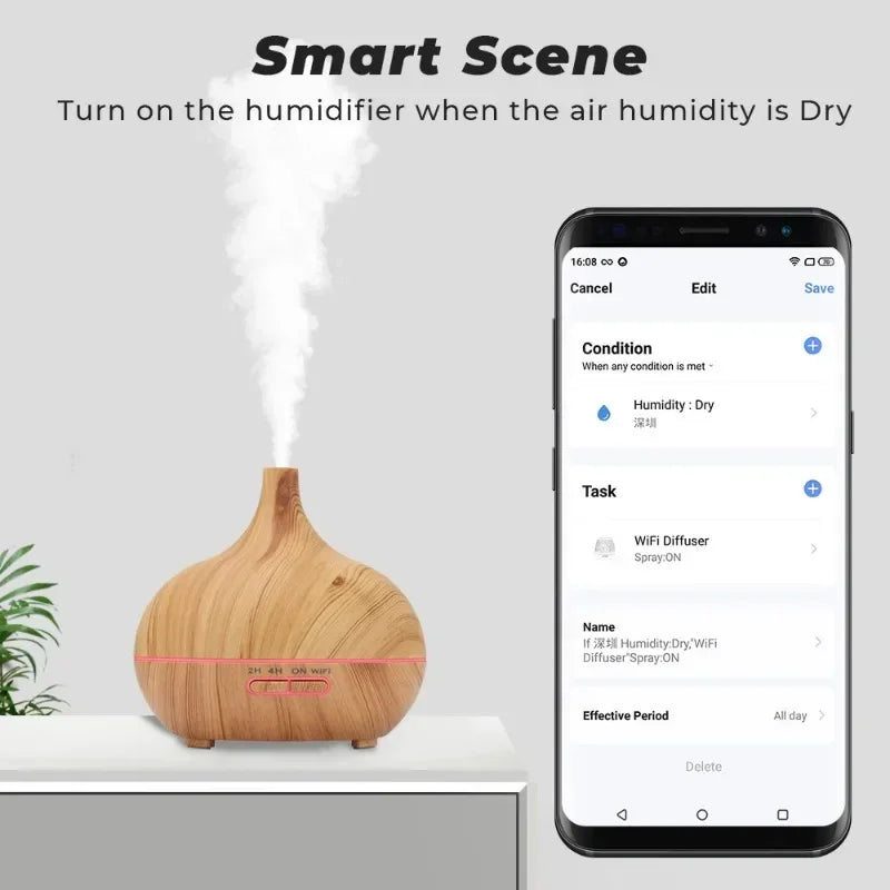 Tuya WiFi Smart Humidifier Essential Oil Diffuser Aromatherapy Ultrasonic Air Humidifiers Aroma Diffuser Work With Google Home