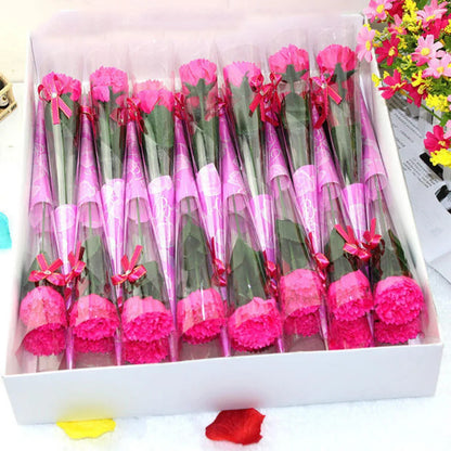 1PC Creative Mother's Day Gift Soap Carnation Bouquet Teacher's Day Single Flower Bouquet Scented Artificial Flower Home Decor