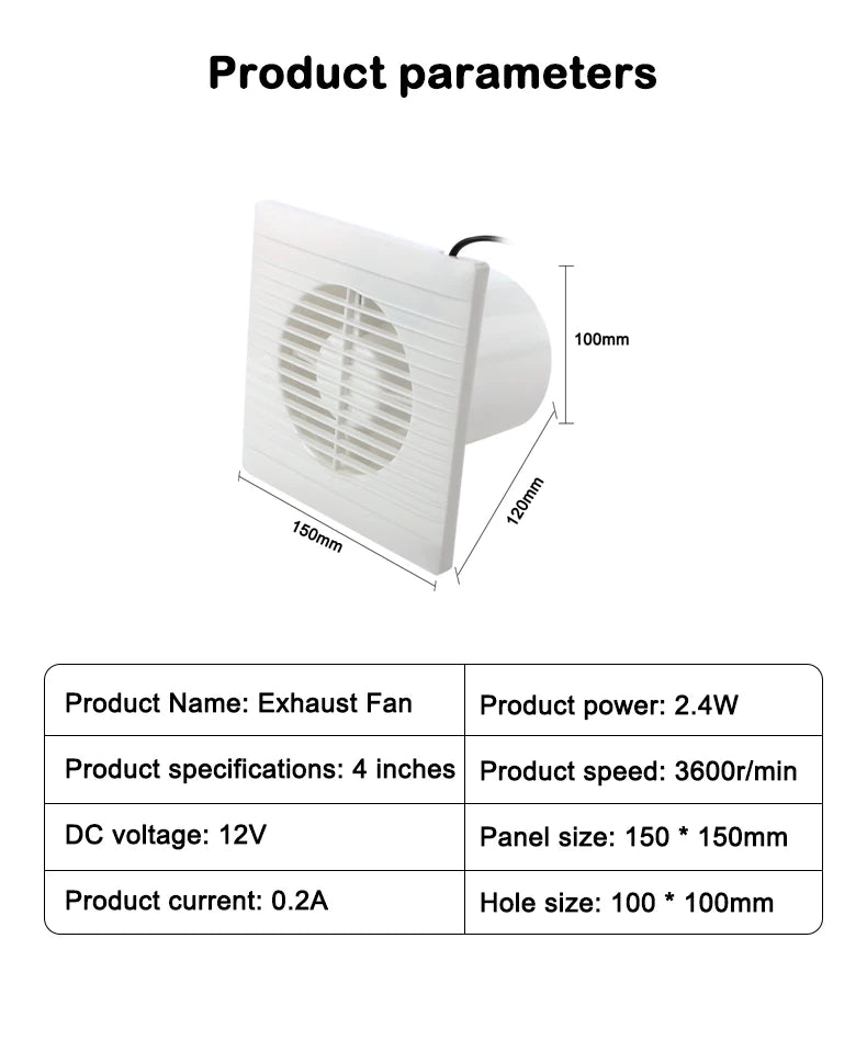 Solar 12V Exhaust Fan Air Blower High Speed Ventilator Energy-saving Anti-Mosquito Design Kitchen Bathroom Chicken/Duck Coop