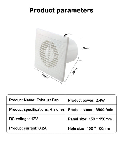 Solar 12V Exhaust Fan Air Blower High Speed Ventilator Energy-saving Anti-Mosquito Design Kitchen Bathroom Chicken/Duck Coop