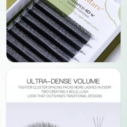 DeceMars V-shaped 4D eyelash extensions Matte Black 12 Rows/Tray for Makeup
