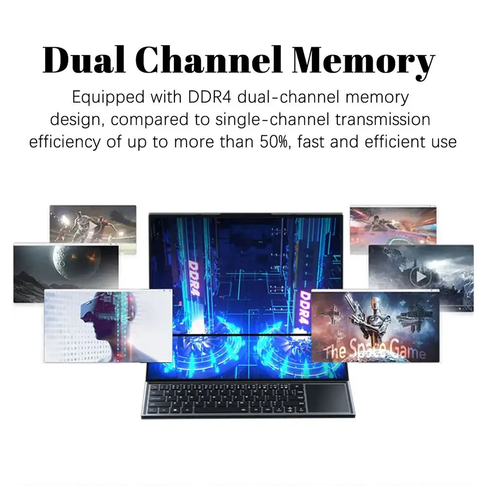 CRELANDER Double Screen Laptop intel core  i7-9750 Generation Windows 11 Touch Screen Gamer Laptop PC Portable Notebook Compu