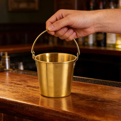1pc Bar Party Ice Bucket Stainless Steel Ice Bucket Golden Beer Barrel Champagne Cooling Barrel Snack Fried Chicken Bucket