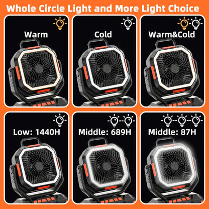 Portable Camping Fan with 40000mAh Battery Powerful Wind Stepless Speed Regulation and Fast Charging Outdoor Camping Essentials
