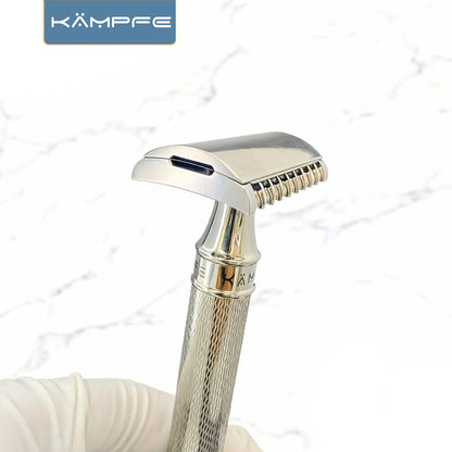 KAMPFE Men's Stainless Steel Double-Edged Safety Razor Traditional Manual Shaving Tool Gift with CNC Machining