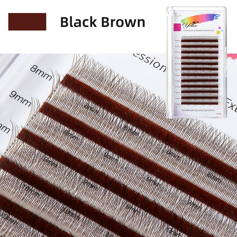 Yelix Brown Eyelashes W Shaped Eyelash Extensions Single Tips 2D 3D 4D 5D Premade Fans Lahses Soft Natural Individual Lahes