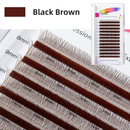 Yelix Brown Eyelashes W Shaped Eyelash Extensions Single Tips 2D 3D 4D 5D Premade Fans Lahses Soft Natural Individual Lahes