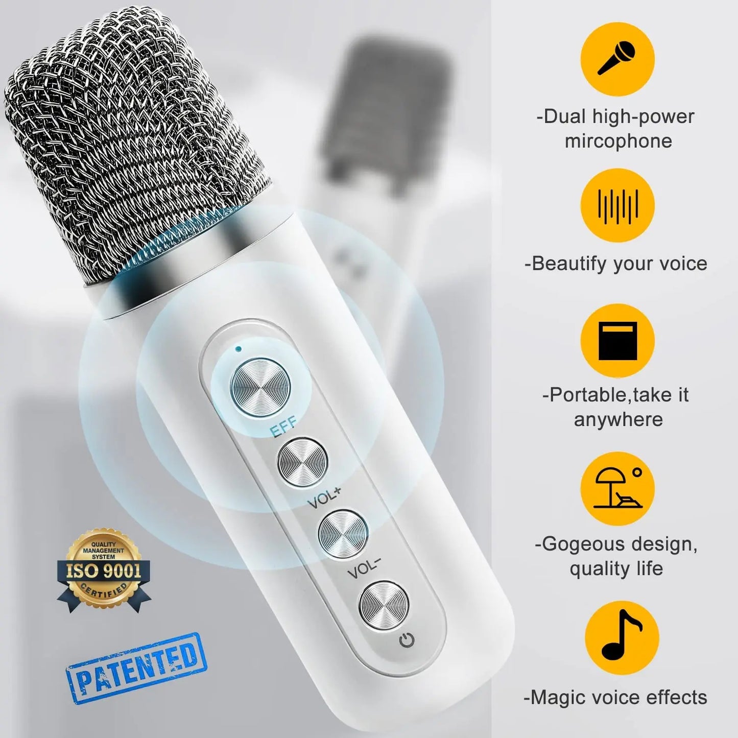 Karaoke Machine With 2 Wireless Dual Microphones Portable Boombox AUX TF Card U Disk Player Voice Changer For Party