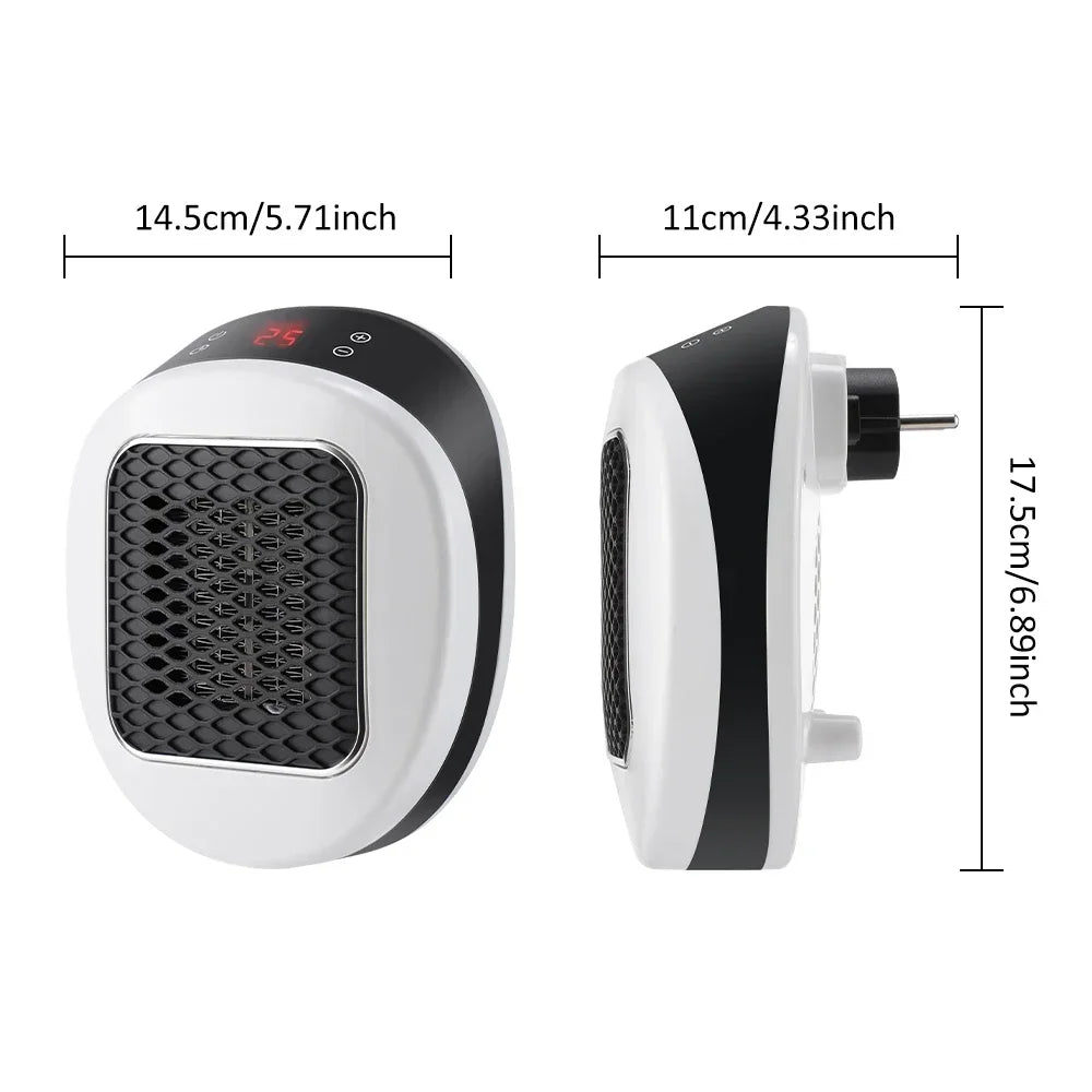 800W Electric Portable Wall Mounted Heater for Small Bathroom PTC Ceramic Heating Fan with Remote Control