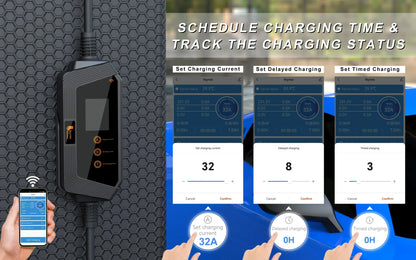 feyree Type2 / Type1 / GBT / TS-NACS Socket 32A 7KW 1 Phase Smart APP Wi-Fi Control for Home & Outdoor Use