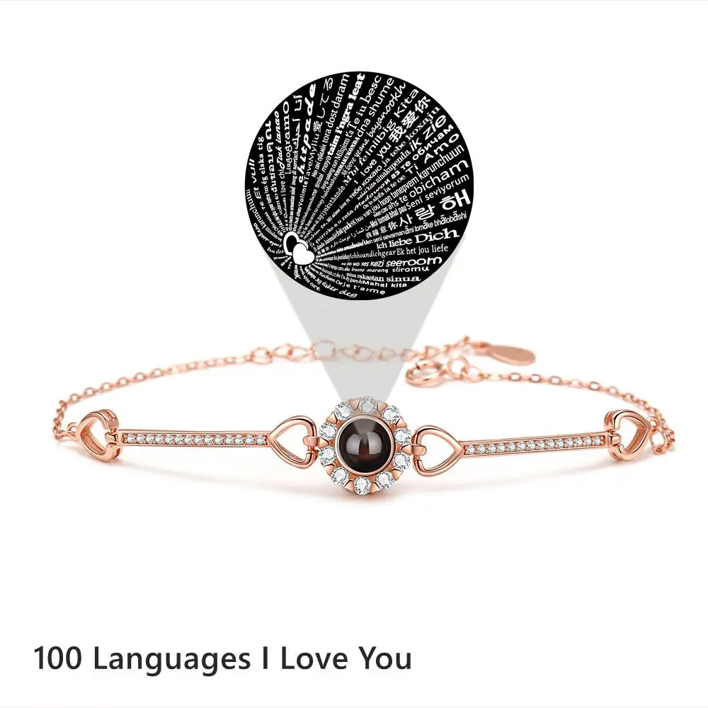 Custom Photos Bracelets 925 Sterling Silver Personalized Projection Photo Bracelet for Women Wife Mom Jewelry Mother's Day Gift