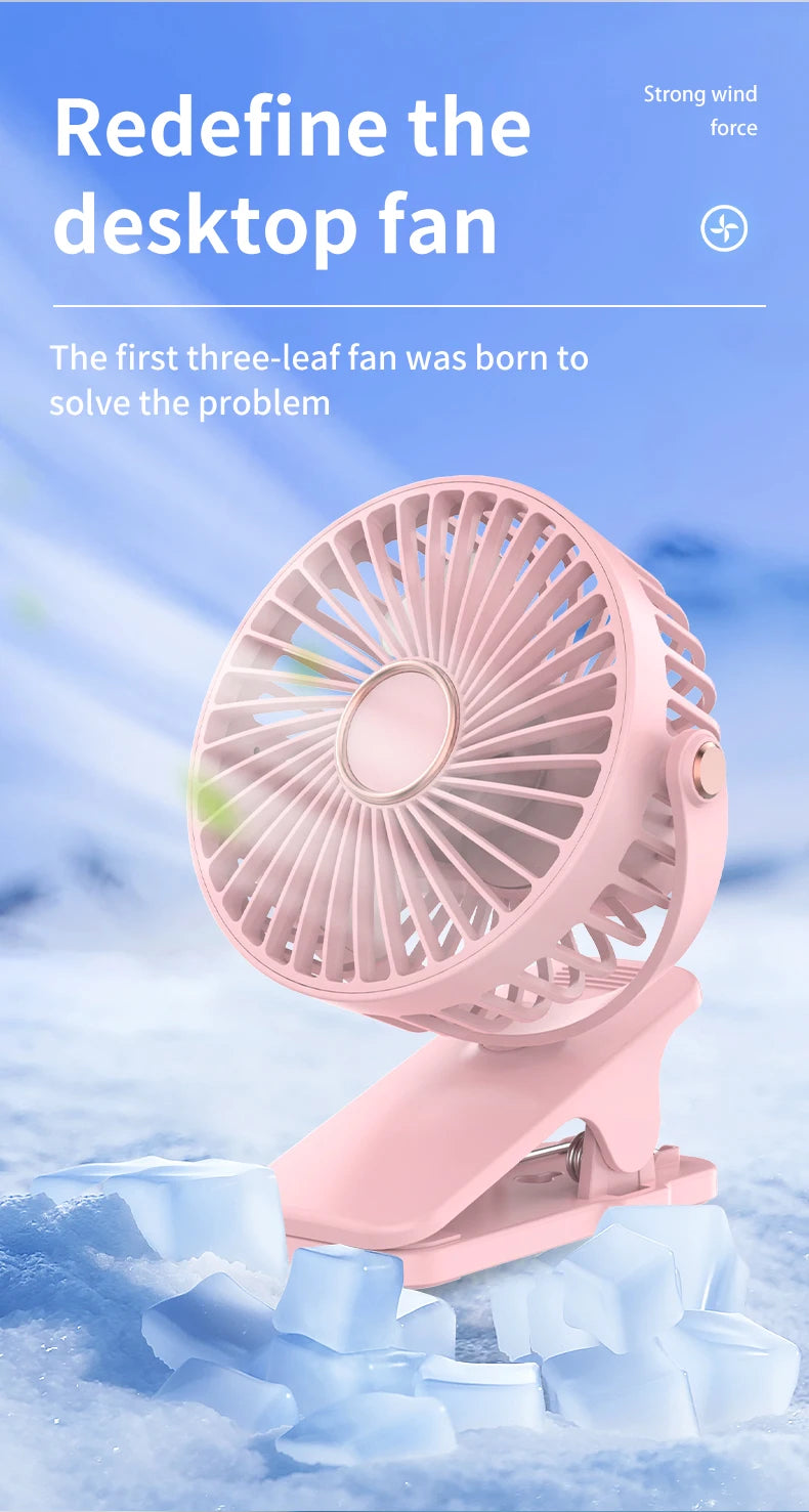 Portable USB Mini Handheld Clip Fan Convenient And Ultra-quiet Electric Fan Rechargeable Student Cute Small Cooling Ventilador