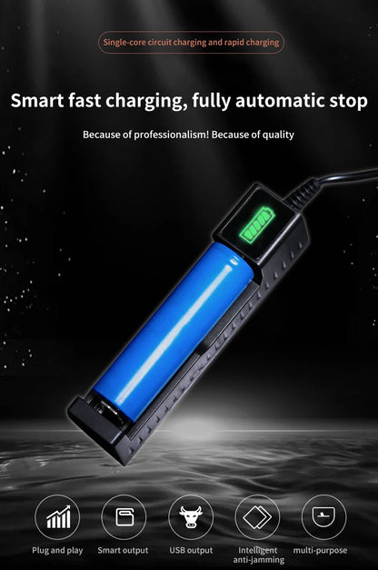 18650 Battery Charger 1-4 Slots Dual 18650 Charging 3.7V  Rechargeable Lithium Battery USB Charger For 16340 14500 18650 26650