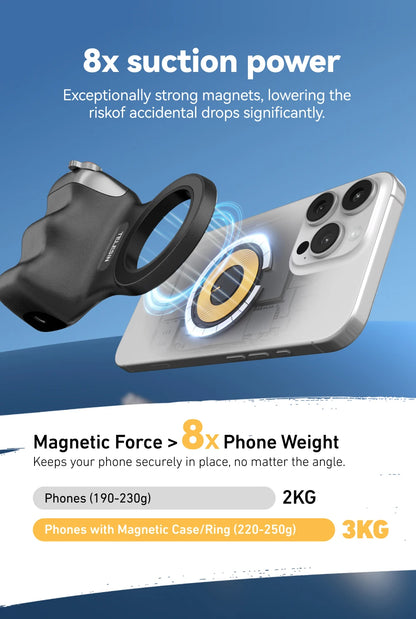 TELESIN Magnetic Phone Camera Shoot Hand Grip Phone Holder Shooting Aid Remote Control Handle for Smart Phone iPhone Android