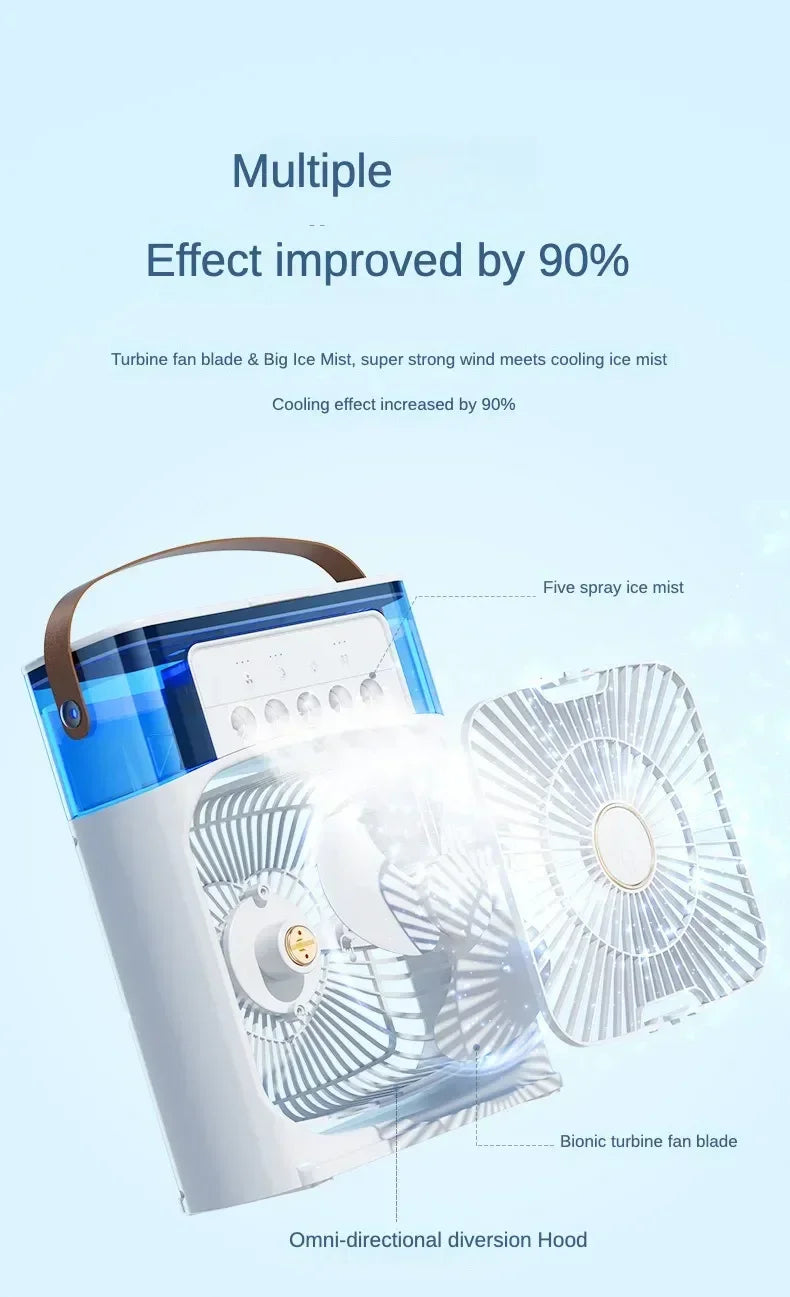 Mini Portable Humidifier Fan AIr Conditioner Household Small Air Cooler Hydrocooling Portable Adjustment For Office 3 Speed Fan