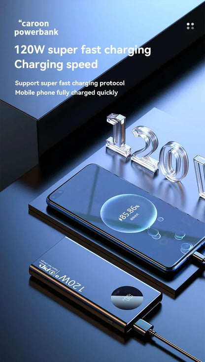 500000mAh Large Capacity Power Bank 120W Super Fast Charging With Portable Digital Display Supply For Various Phones