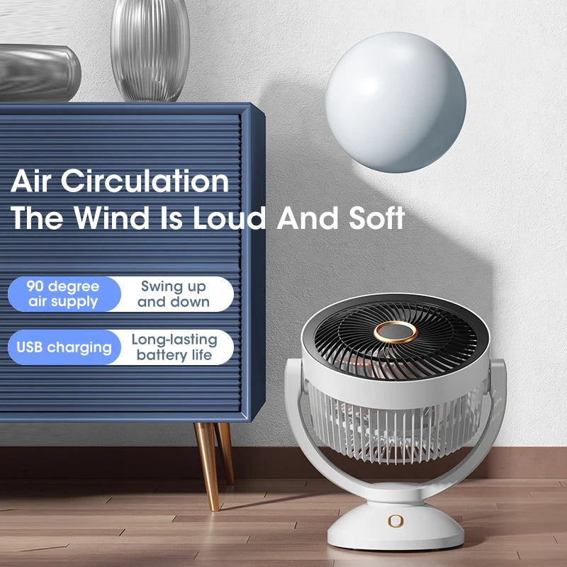 Desktop Air Circulation Fan Silent Rechargeable Fan Wall Mounted Fan 4000mAh Electric Table Fan