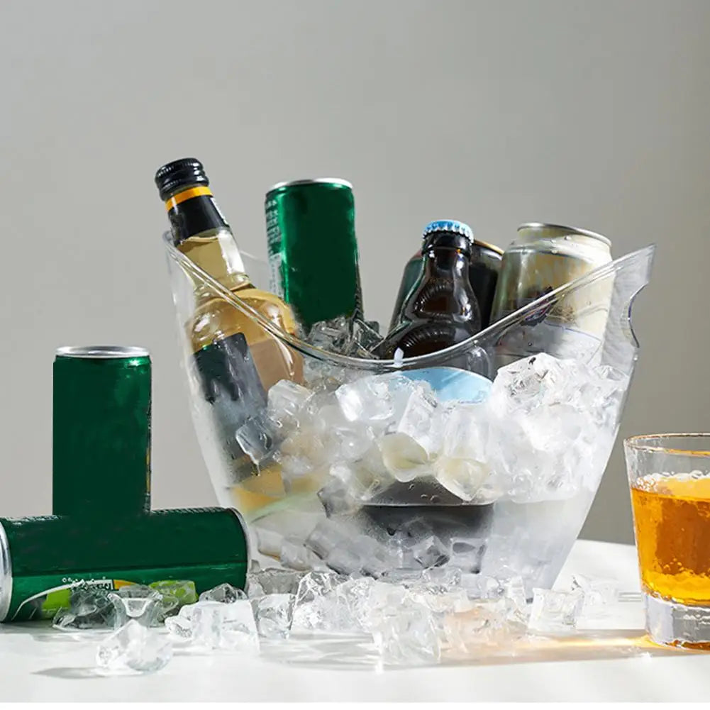 Large Capacity Ice Bucket Transparent Plastic Champagne Wine Bucket With Handle Portable Beer Ice Tub For KTV Bar Party Supply