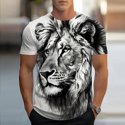 Lion Animal Pattern 3D Print T-Shirts Men Streetwear Hip Hop Short Sleeve T Shirt Oversized Tees Harajuku Y2k Tops Kids Clothing