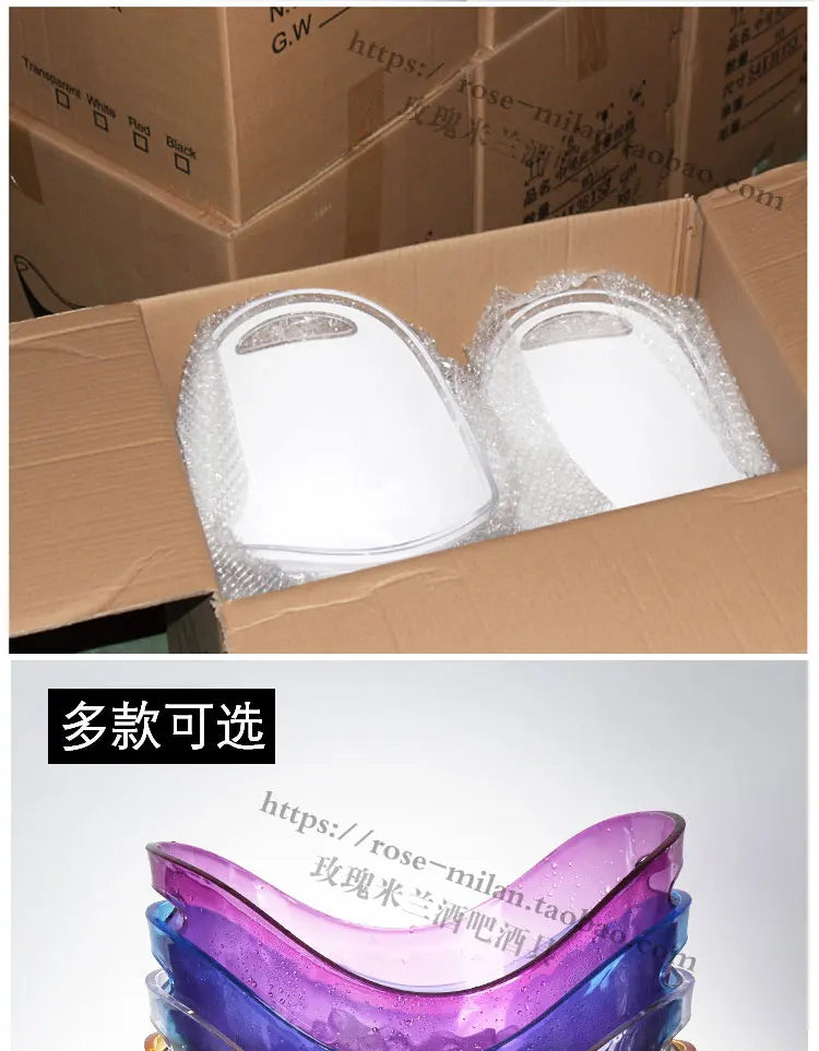 Non-LED Boat Style Ice Bucket for Beer KTV Yuanbao Cocktail Cooler Bar Mixed Drink Basin Iced Wine Tub Container