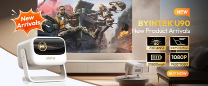 BYINTEK R90 Max Full HD 1080P Projector 4K DLP 2200 ANSI Lumens Android TV 11.0  3D 4K Supported Smart  Home Theater  Projector