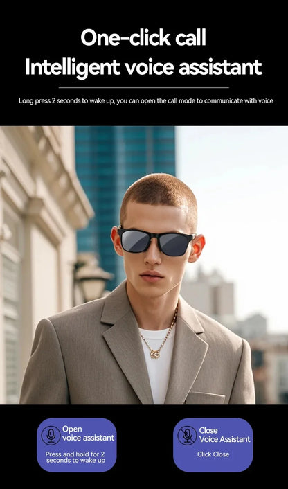 AI Smart Glasses Remote Control Touch Photo Camera Recording Translator Voice Assistant Music Wireless Bluetooth Sunglasses