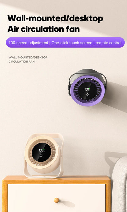 4000mAh Outdoor Desktop Fan Angle Adjustable 100 Speeds Wall Mount Portable Fan With Remote Control and Touch Screen Cooling Fan