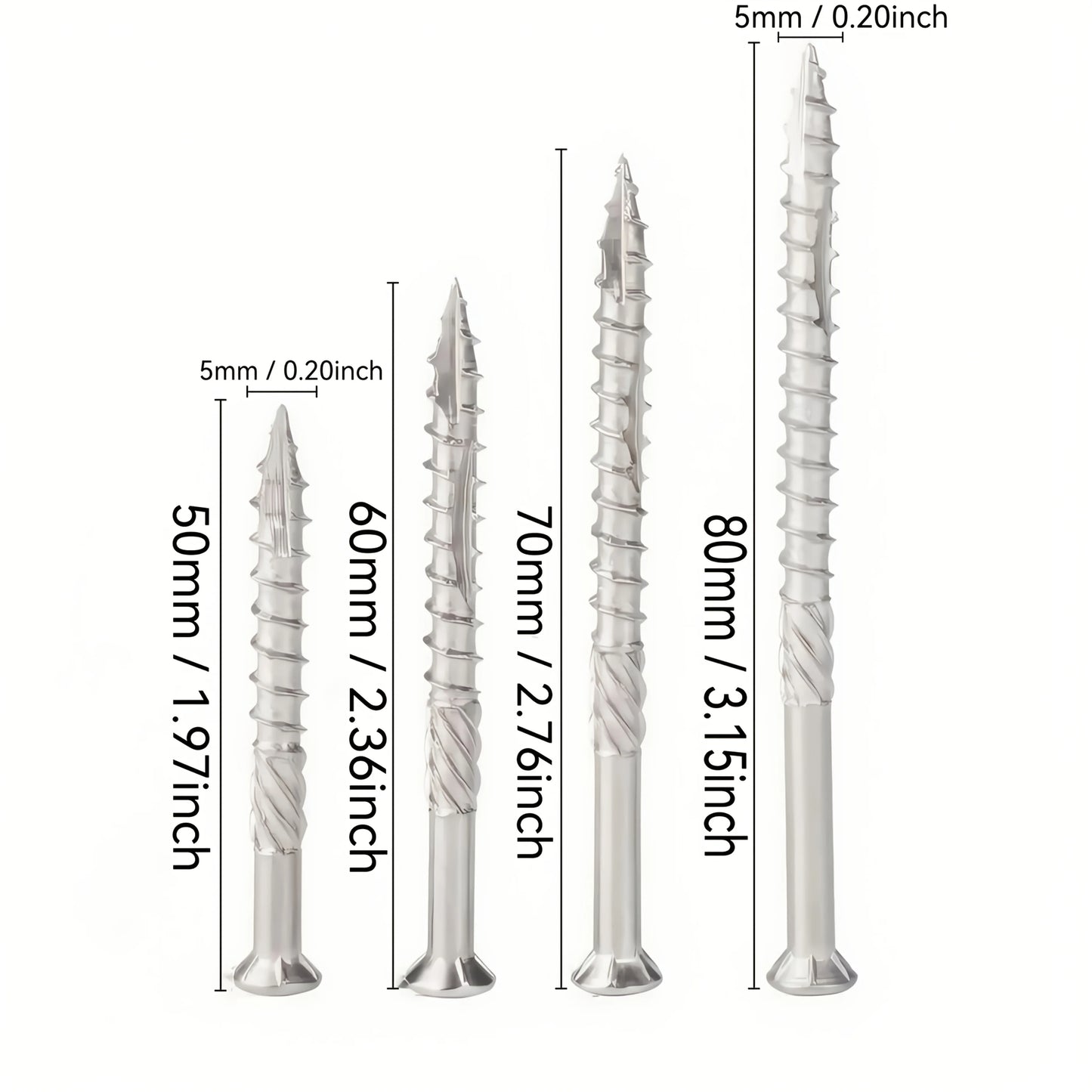 50 pieces of stainless steel self-tapping deck wood screws for decking, fence assembly, outdoor wood installation
