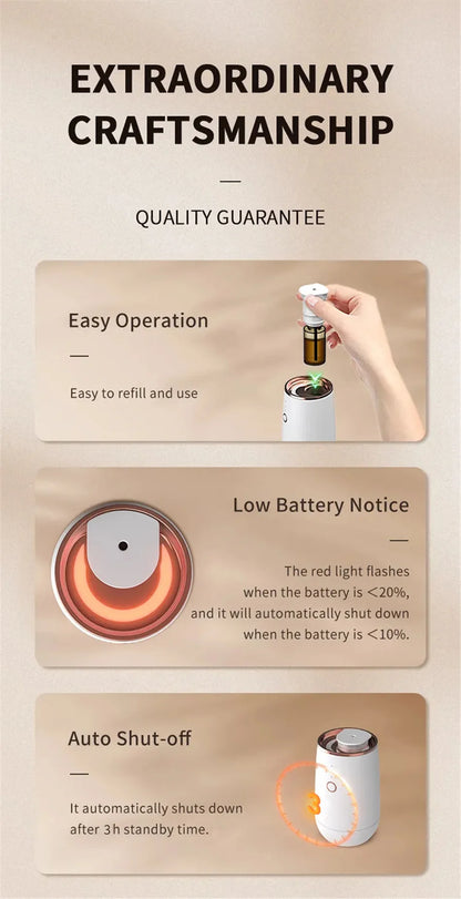 Car Aroma Diffuser Air Freshener Start-Off Function USB Rechargeable Essential Oil Diffuser 9 Color Lights Fragrance Diffuser