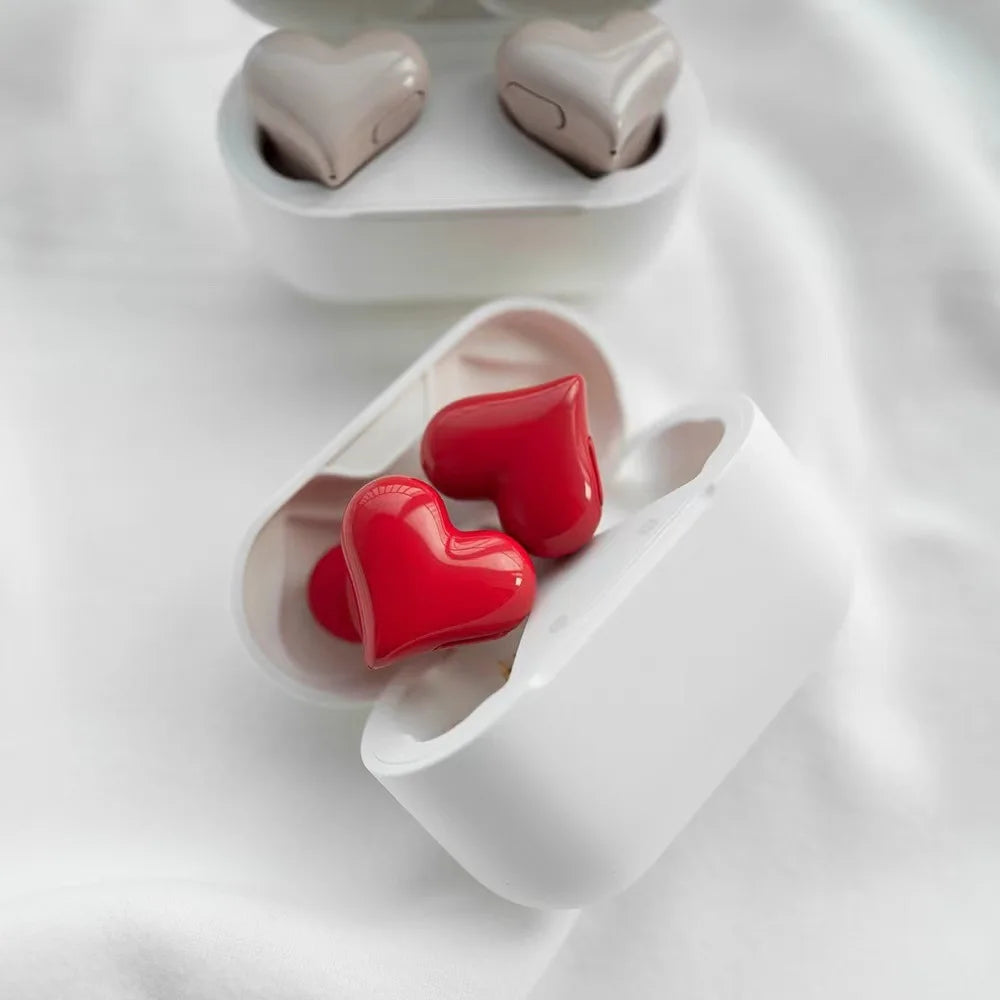 Bluetooth 5.3 Wireless Headphones Heart Shaped Earphones Woman HiFi Music Heart Earbuds Headset Fashion High Quality Girl Gifts