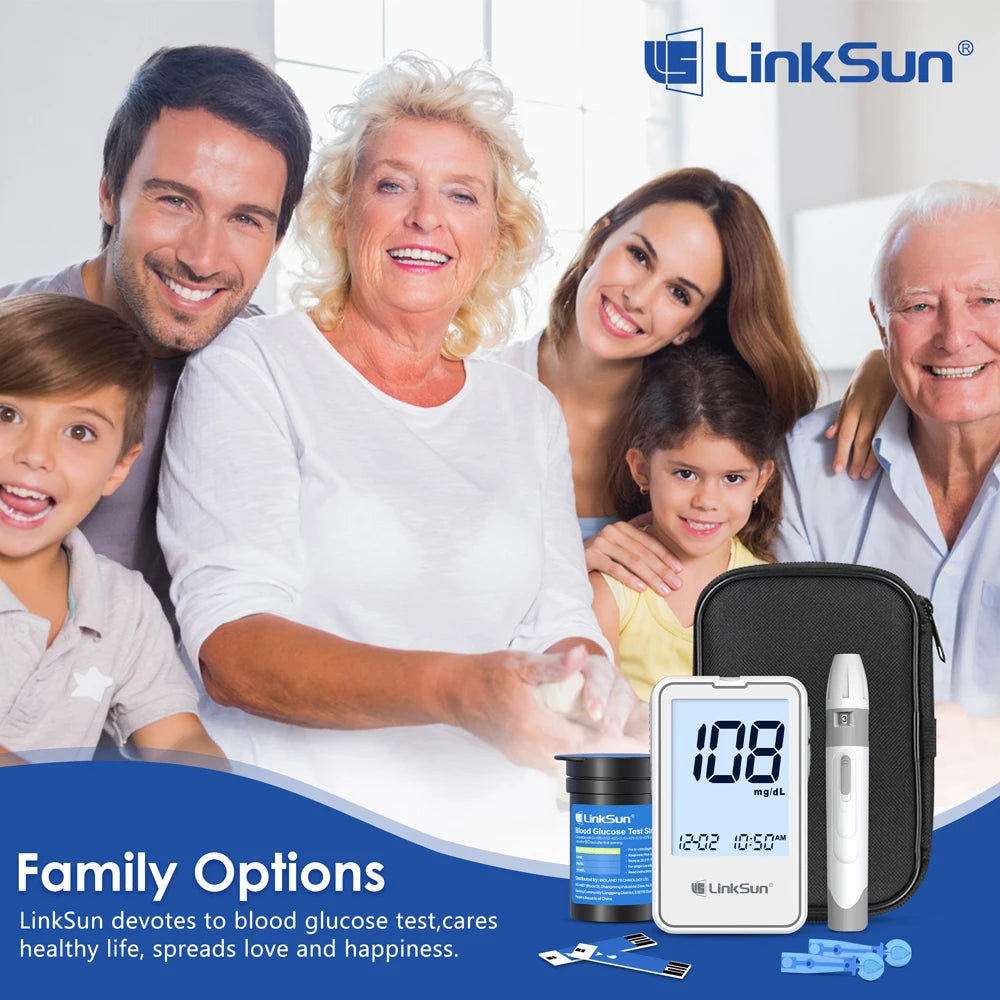 G-425-1 LinkSun Blood Glucose Meter Kit 50/100pcs Test Strips Lancets for Diabetes Monitor Digital Glucometer Blood Sugar Meter