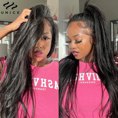 Unice Hair Yaki Straight Hair Bundles 1/3/4 PCS Bundles 100% Human Hair Sew In Quick Weaves Hair Extensions 100G Per Bundle