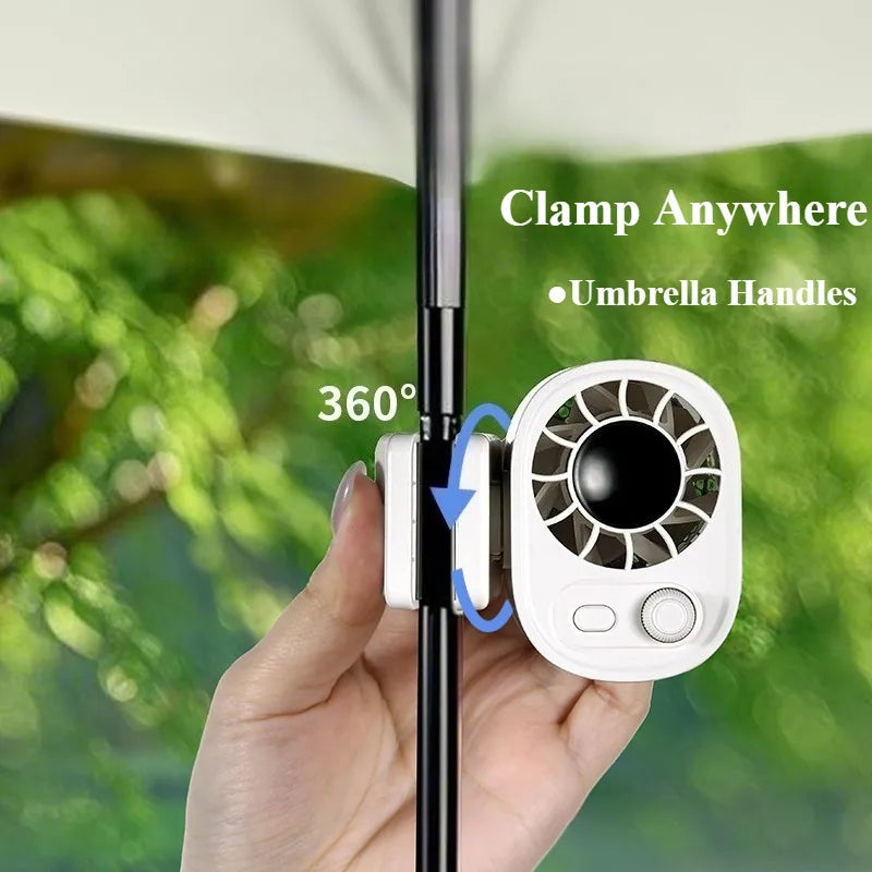 Eary Mini Waist Clip-on Fan Wiht 1800mAh 100 Speeds LED Display Usb Rechargeable Hands-Free Cooling Fan for Umbrella Work Travel