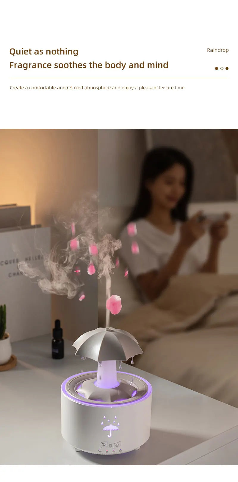 New Creative Rotating Raindrop Aromatherapy Machine Rain Cloud Humidifier Heavy Fog Quantity Colorful Moving Head Humidifier